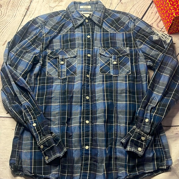 BKE 2pc slim fit pearl snap mens med - Picture 2 of 15